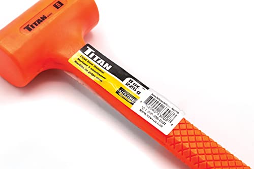Titan 63008 8oz Dead Blow Hammer with Steel Shot Filled Head, Spark & Rebound Resistant, 10.5" Non-slip Diamond Textured Handle - size: 8oz