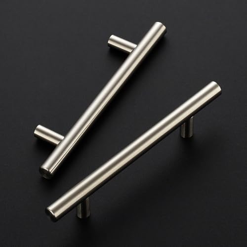 Ravinte Brushed Nickel Cabinet Handles,Round T Pulls,4 Inch,30 Pack - color: Brushed Nickel, size: 4 Inch Hole Center