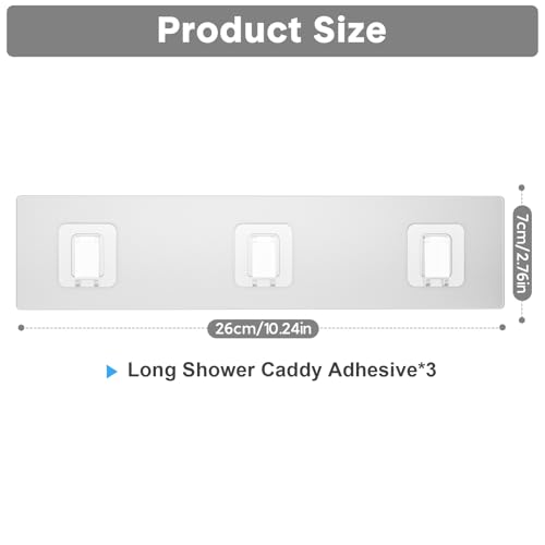 3 Pack Shower Caddy Adhesive Replacement, Waterproof Shower Shelf Adhesive Strips, Strong Adhesive Flat Hooks for Bathroom Storage Shelves and Kitchen Racks No Drilling, Clear - color: Transparent-3 Pack
