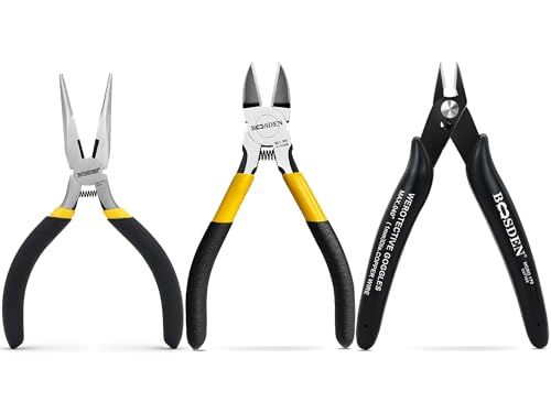 BOOSDEN 3 Pcs Plier Set Flush Cutter, Wire Cutter & Needle Nose 5 Inch - size: 5" Wire Cutter+5" Flush Cutter+5" Needle Nose