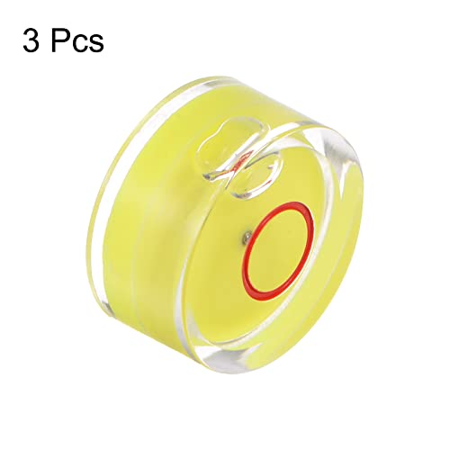 HARFINGTON 3pcs Round Bubble Level 18x9mm Mini Circular Bullseye Spirit Levels for Leveling Camera Tripod Telescope Workshop Turntable Pictures Frame, Yellow - color: Yellow (Red Circle), size: 18x9mm