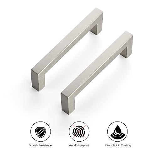 Ravinte Brushed Nickel Square Cabinet Handles & Pulls 4-1/2 Inch 10 Pack - size: 5 in (4-1/2 in Hole Center)
