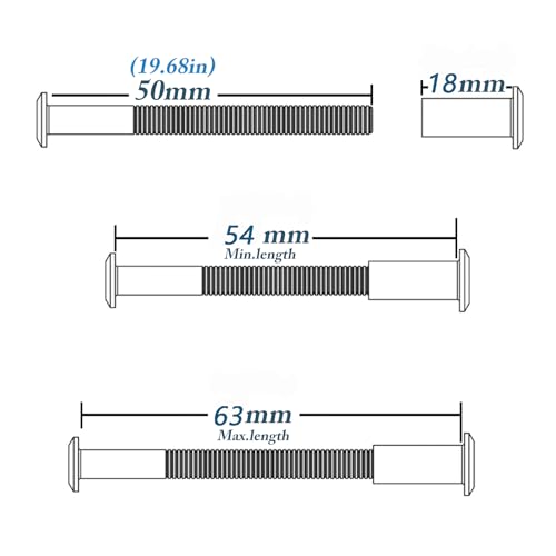 M6 Furniture Joint Connector Bolt & Cap Nut Kit 50MM 10pcs - size: 50mm (10pcs)