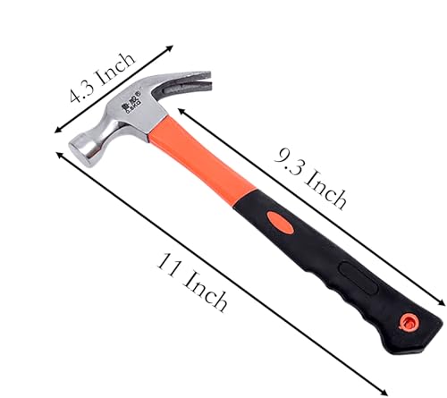 Forged Steel Claw Hammer, 1 Pcs 11 Oz Tack Stubby Hammer with Leather Handle for Pulling Out and Driving Nails (S) - size: S