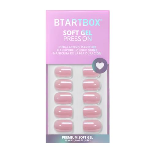 BTArtbox Press On Nails, Lotus Glazed, Short Square, Pink Chrome, 32Ct - color: A1-Lotus Glazed