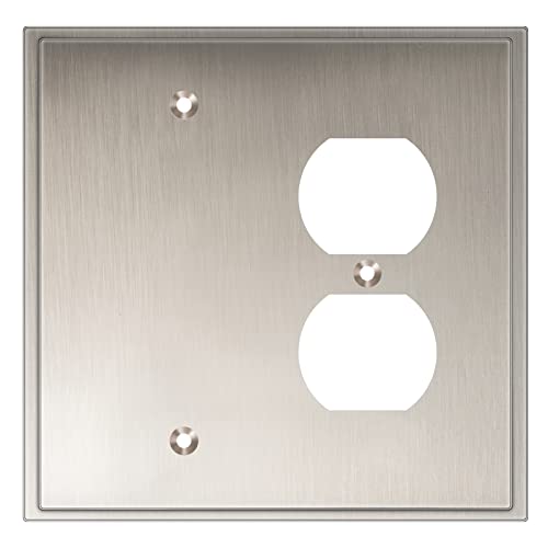 Henne Bery Soft Modern Decorative Wall Plate Switch Plate Outlet Cover (Blank/Duplex, Satin Nickel) - style: Blank/Duplex