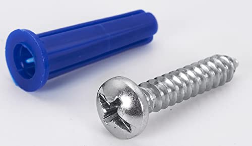 CONFAST® #10-12 Plastic Conical Blue Bantam Drywall Wall Anchor Kit PAK1012, Includes (100) Anchors, (100) Screws and (1) Drill bit (201 Pieces) - size: #10 #12