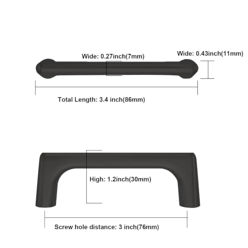 Asidrama 6 Pack 3 Inch(76mm) Matte Black Cabinet Pulls Cabinet Handles Cupboard Handles Kitchen Cabinet Hardware for Cupboard Drawer Pulls - color: Matte Black, size: 3" Hole Center, style: 6 Pack