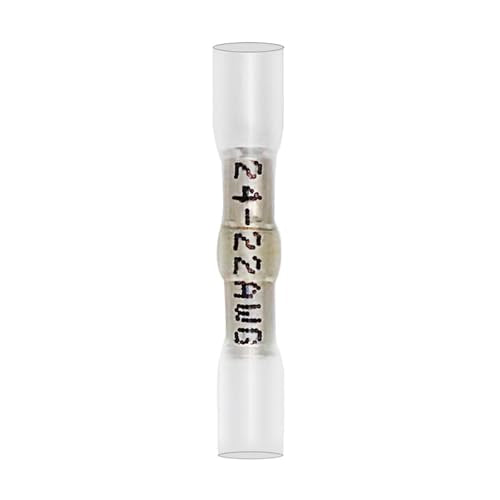 Heat Shrink Butt Connectors, Crimp and Solder, 24-22 AWG, 100PCS - color: White, size: White [24-22 AWG]