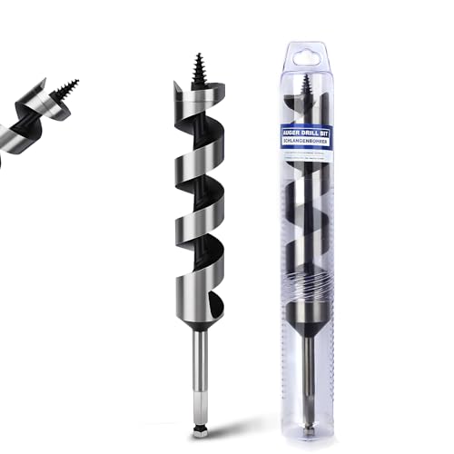 1-1/8" X 9" Auger Bit for Wood, 28x230mm Hex Long Auger Drill Bit - size: 1-1/8" (28mm)diameter, style: 9 inch / 230mm Length