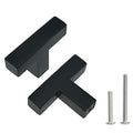 5 Pack Square Matte Black T Bar Cabinet Handles, Stainless Steel Single Hole Cabinet Knobs - size: Single Hole (0 inch Centers/0mm)