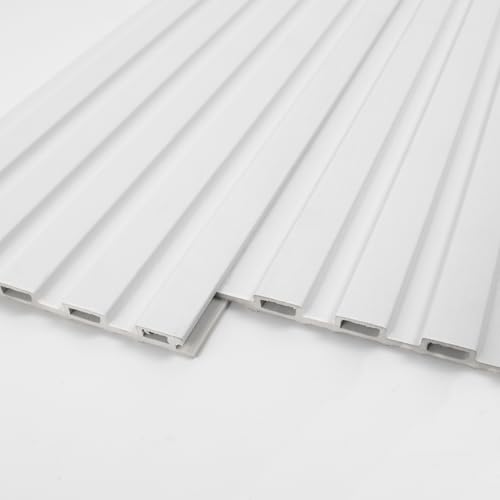 Art3d 48 x 6 in WPC Wood Slat Wall Panels, 3D Wall Accents, 16-Pack, White | Real Wood Grain, Durable, Water Resistant, Wear-Resistant, No Emission, Eco-Friendly, Easy to Care, for Living Room, Bedroom - color: White, size: 48" * 6"