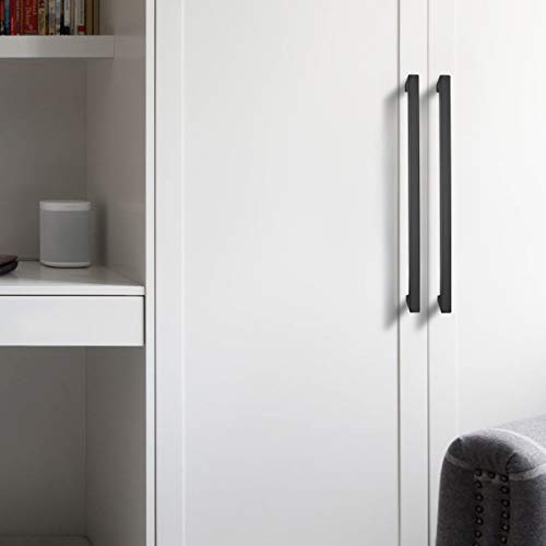 KNOBWELL 6 Pack 10" Cabinet Pulls Black, Stainless Steel Kitchen Cupboard Handles Dresser Drawer Pulls, Hole Spacing 10 Inch, Overall Length 10-1/2 Inch - color: Matte Black, size: Hole Center:10 inch(256mm)