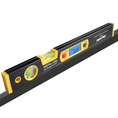16-inch Digital Spirit Level and Protractor, Torpedo Level, Inclinometer Angle Gauge Finder Bubbles Magnetic Base with Backlight DL1802-BK (US) - color: Black