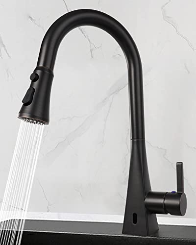 Hibbent Pull Down Kitchen Faucet Head Replacement with 15 Adapters - color: Oil Rubbed Bronze, style: Stay on sprayer without hold button