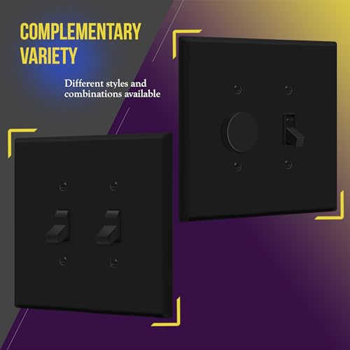 ENERLITES Oversized Double Toggle Light Switch Cover Plate, 1 Pack, Black - color: Black, size: Over-Size