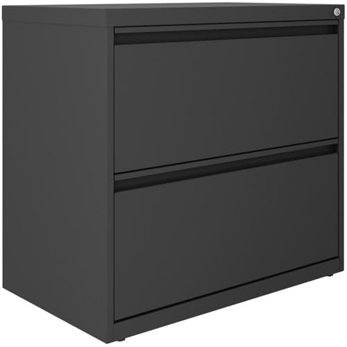 Home Square 2 Drawer Metal Lateral 101 Filing Cabinet Set in Charcoal (Set of 2)