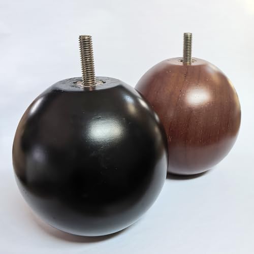 Solid Wood Sofa Replacment Parts 4 Inch Round Ball Shape Furniture Legs for Sofa Couch Ottoman Loveseat Cabinet Legs Furniture Feet Set of 4 (Walnut) - color: Walnut