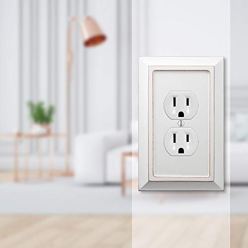 Amerelle 4040DDW Savannah Wallplate, 1 Duplex, Wood, Distressed White, 1-Pack - color: Distressed White, size: 1 Duplex