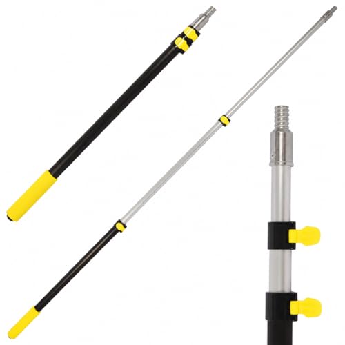 2.4–6 FT Telescoping Extension Pole, Lightweight Aluminum Extendable Paint Roller Pole for Painting, Dusting, Window Cleaning, Sturdy Extension Pole with Foam Grip (Yellow) - size: 6 FT Yellow