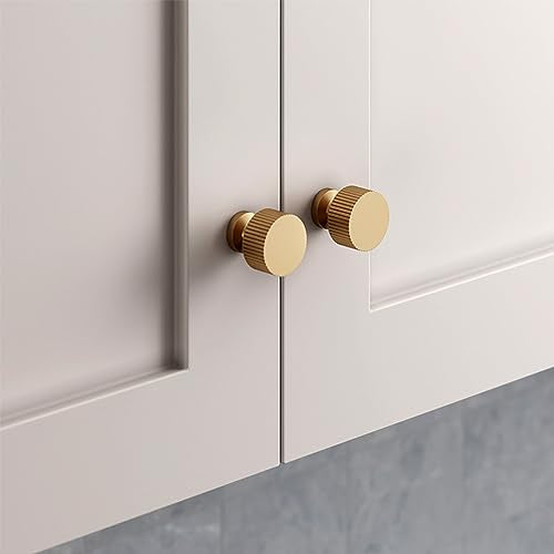 RZDEAL 4pcs Solid Brass Cabinet Knobs Pulls Cabinet Drawer Dresser Gold Knobs Modern Handles (1-1/8"x1-1/8/28mmx28mm),Brushed Brass Finish - color: Gold, size: 1-1/8 Inch