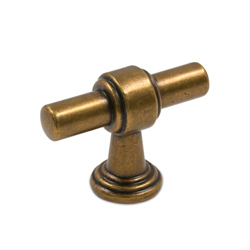 Amerdeco 10 Pack Antique Brass Cabinet Knobs 1.46 Inch(37mm) Single Hole Cabinet Handles Rectangle Drawer Knobs and Pulls for Bathroom Cabinets ZH0069 - color: Antique Brass, size: 1.46" Single Hole