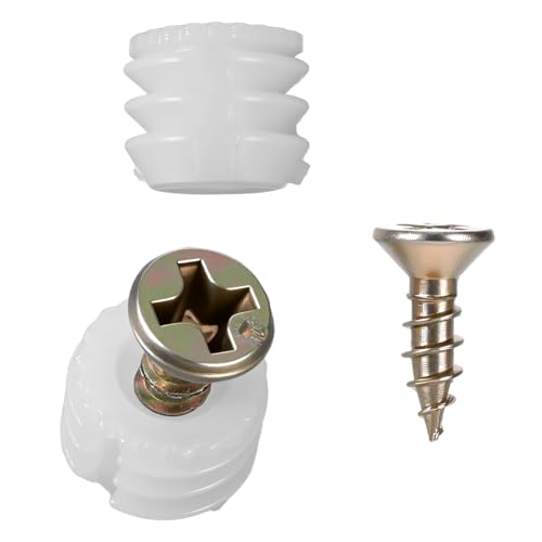 InnoHHustle 100 Sets Plastic Dowel Inserts and Mounting Screws, White