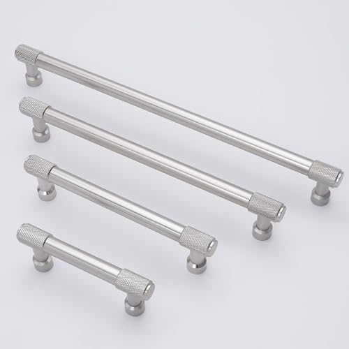 10 Pack 12-3/5 inch(320mm) Brushed Satin Nickel Kitchen Cabinet Handles Knurled Cabinet Pulls Sliver Drawer Pulls Cabinet Hardware Kitchen Handles Drawer Pulls Dresser Handles - color: Brushed Satin Nickel, size: 12-3/5" Hole Center