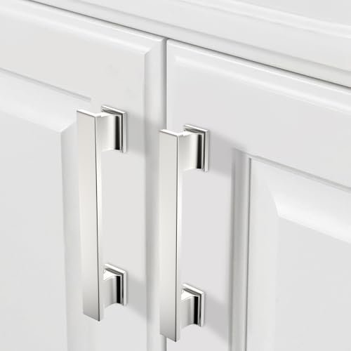 COTYKILEY 10 Pack 5 Inch(128mm) Brushed Satin Nickel Cabinet Handles Kitchen Cabinet Pulls Cabinet Door Handles Kitchen Cabinet Hardware Cupboard Drawer Pulls - color: Brushed Satin Nickel, size: 5" Hole Center（128MM）