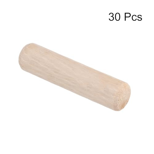 uxcell Wooden Dowel Pins 30pcs 6x20mm(0.23"x0.78") Fluted Beveled Ends Wood Dowel Pegs Dried Hardwood for Woodworking Furniture Shelf - size: 6x20mm(0.23"x0.78")