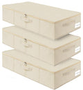 punemi Sturdy Under Bed Wedding Dress Storage Box, 3Pack, Beige - color: Beige, size: 3 Pack-6.7 inch Tall-Structured