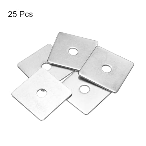 uxcell Square Washer, 25Pcs M8x40x40x2mm 304 Stainless Steel Square Plate Washers Flat Pad Spacer Gasket for Hardware Fastener - size: M8x40x40x2mm