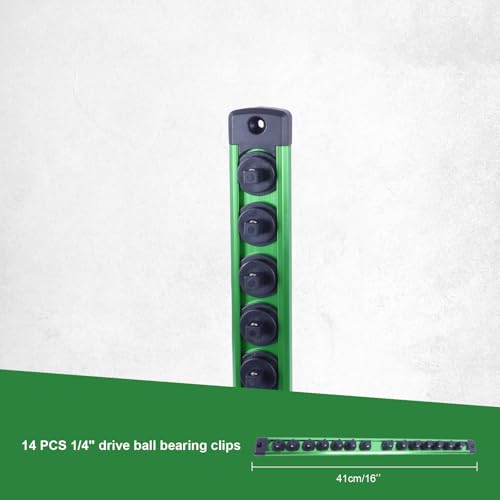 Magnetic Socket Holder Organizer Set - color: Green, size: 1/4