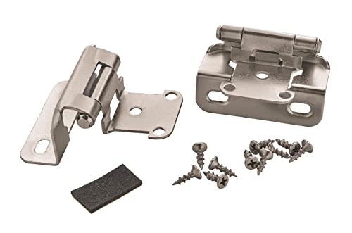 Amerock 1 Pair 1/2" Overlay Satin Nickel Partial Wrap Cabinet Hinge - color: Satin Nickel, size: 1/2 Inch (13 mm) Overlay