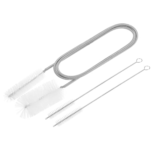 HARFINGTON 3pcs Flexible Long Drain Brush Straw Cleaner Set 35.43" Stainless Steel Double Ended Hose Brush with 8" Nylon Long Tube Pipe Cleaning for Fish Tank Sink Pipe, White - color: White, size: 90cm