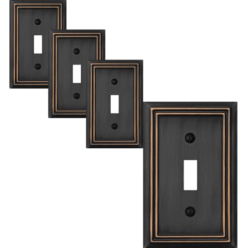OKAWYC Single Toggle Light Switch Cover Adler Metal Wall Plate, 4-Pack Aged Bronze 1 Gang, Light Switch Cover Decorative Wallplate, Durable - style: 1 Toggle 4PK
