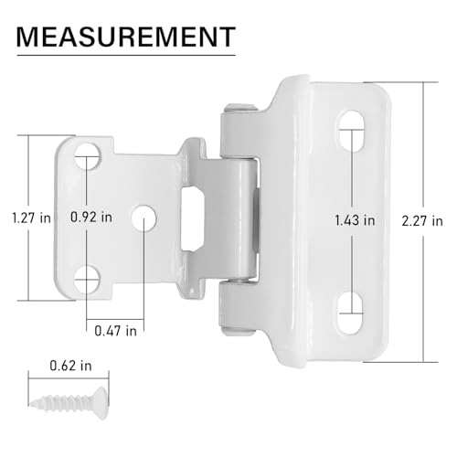 8 Pack (4 Pairs) 1/2 Inch Overlay Semi Partial Wrap Hinges White - color: White, size: 8 Pack (4 Pairs)