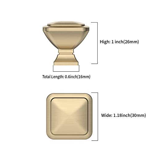 9BUILD 10 Pack Brushed Brass Cabinet Knobs,Solid Square Drawer Pulls - color: Brushed Brass, size: 1.2"/30MM