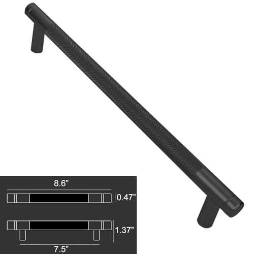 12 Pack 7 1/2 Inch 192 mm Black Knurled Cabinet Handles Cabinet Pulls Aluminum Handles Pulls Oxidation Finish with Diamond Pattern 8.6" Length pulls (12 Pack, Black, 7 1/2 Inch) - color: Black, size: 7 1/2 Inch