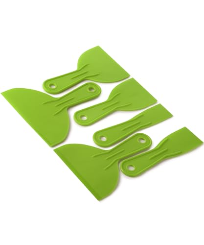 Bates Plastic Putty Knife Set, 6 Pack - Green, Paint Scraper, Spackle Tool, Spreader - color: Green, size: 1.5, 2, 3, 4, 5, 6 Inches, 6 Pack