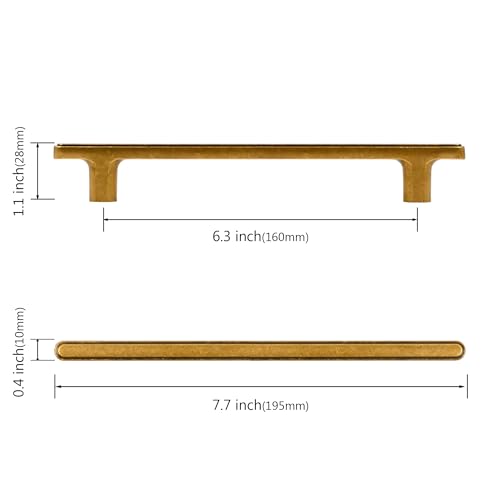 Asidrama 10 Pack 6.3 Inch(160mm) Antique Brass Kitchen Cabinet Handles, Cabinet Pulls Kitchen Cabinet Hardware for Cupboard Drawer Pulls - color: Antique Brass, size: 6.3" Hole Center, style: 10 Pack