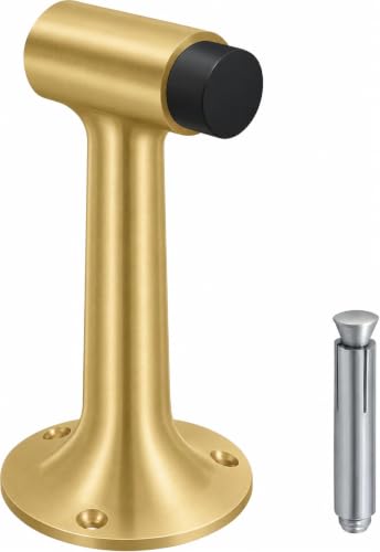 Heavy Duty 6″ Door Stop, Solid Brass Commercial Grade, Floor Mount Stopper (Satin Brass) - color: Satin Brass