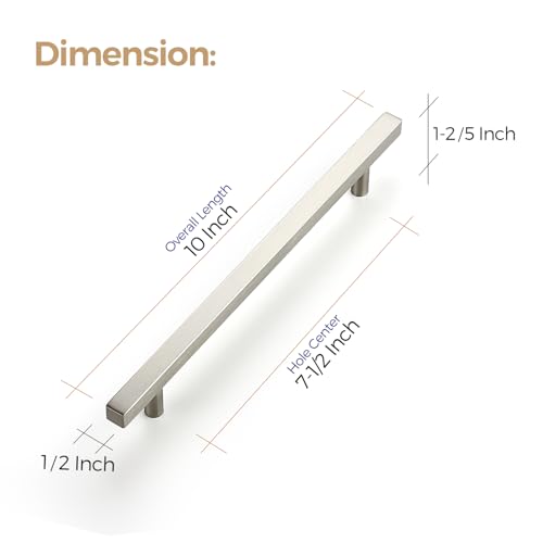 Ravinte Square Cabinet Handles, 15 Pack, 7.5" Hole Centers, Brushed Nickel - color: Brushed Nickel, size: 7.5 inch hole center