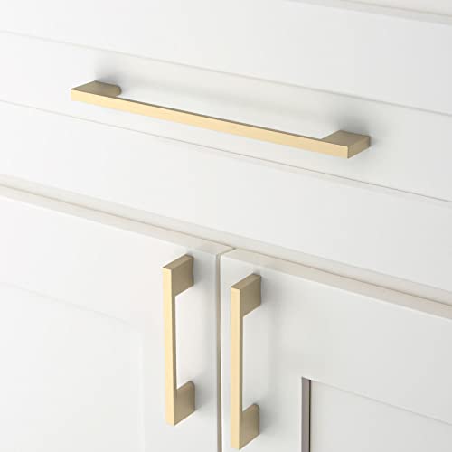 Amerdeco 10 Pack Brushed Brass Cabinet Pulls 10" - color: Brushed Brass, size: 10" hole center