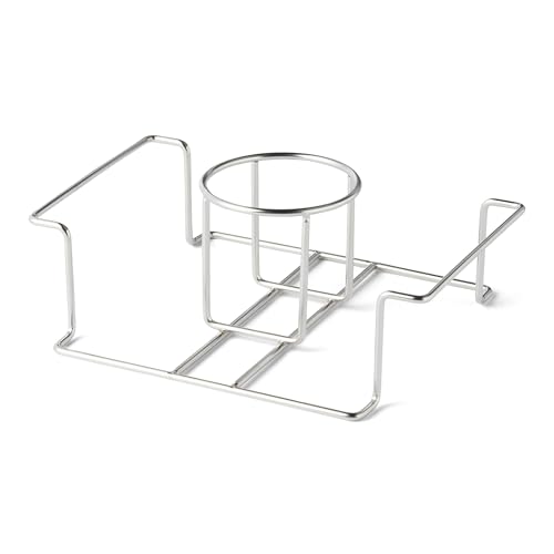 Amazon Basics Beer Can Chicken Holder for Smoking and Grilling, Food Grade Stainless Steel with Handle, Silver, 1-Pack - size: Beer Can Chicken Holder