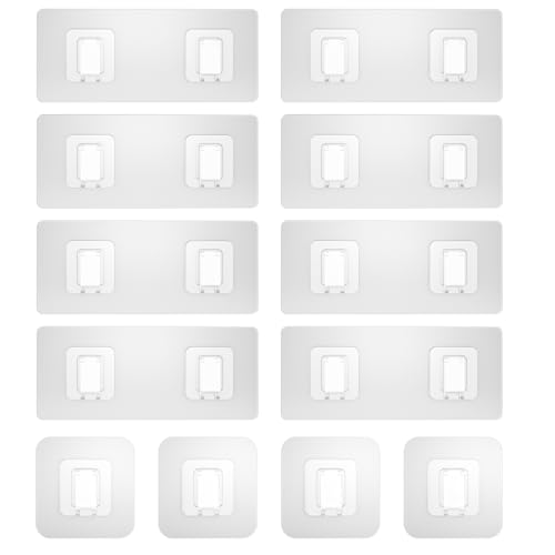 12 Pack Shower Caddy Adhesive Replacement, Waterproof Shower Shelf Adhesive Strips, Strong Adhesive Flat Hooks for Bathroom Storage Shelves and Kitchen Racks No Drilling, Clear - color: Transparent-12 Pack