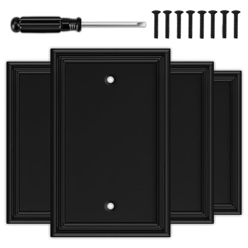 Matte Black Decorative Single Blank Light Switch Covers Wall Plate - size: 1 Blank 4 Pack