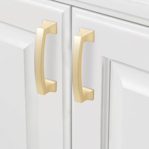 COTYKILEY 10 Pack 3 Inch(76mm) Brushed Brass Cabinet Handles Gold Kitchen Cabinet Pulls Cabinet Door Handles Kitchen Cabinet Hardware Cupboard Drawer Pulls Dresser Handles - color: Brushed Brass, size: 3" Hole Center（76MM）