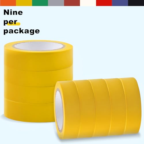 Romeda 9 Pack Electrical Tapes, Electrical Tape Water, Sun, and Oil Resistant, Electrical Tape is Suitable for Most Domestic, Commercial, and Industrial environments - Yellow - color: Yellow