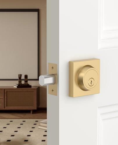 Asidrama 1 Pack Champagne Bronze Heavy Duty Single Cylinder Deadbolts - color: Champagne Bronze, size: 1 Pack, style: Deadbolt